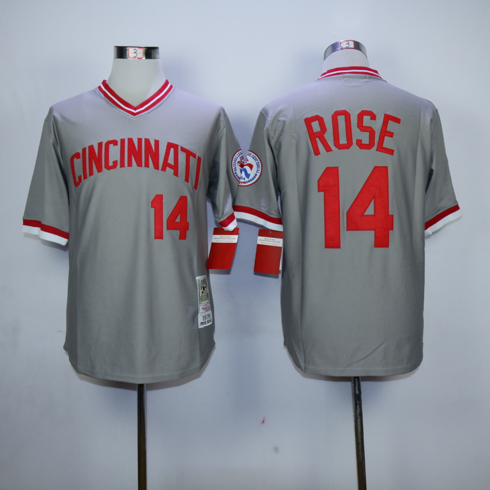 Men MLB Cincinnati Reds #14 Rose throwback grey jerseys->cincinnati reds->MLB Jersey